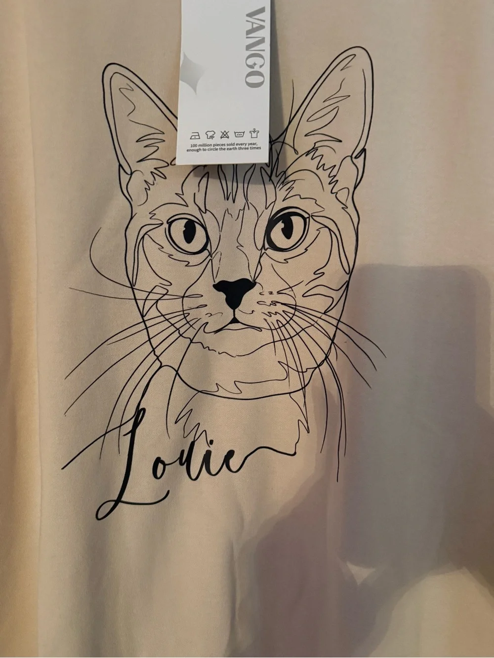 Vango Beige Cat Graphic Sweatshirt for Pets